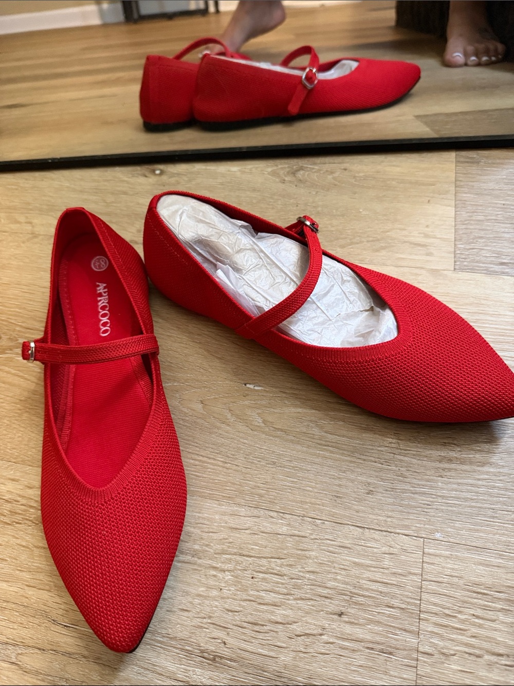 Nordstrom Red Pointed Mary Jane Flats
